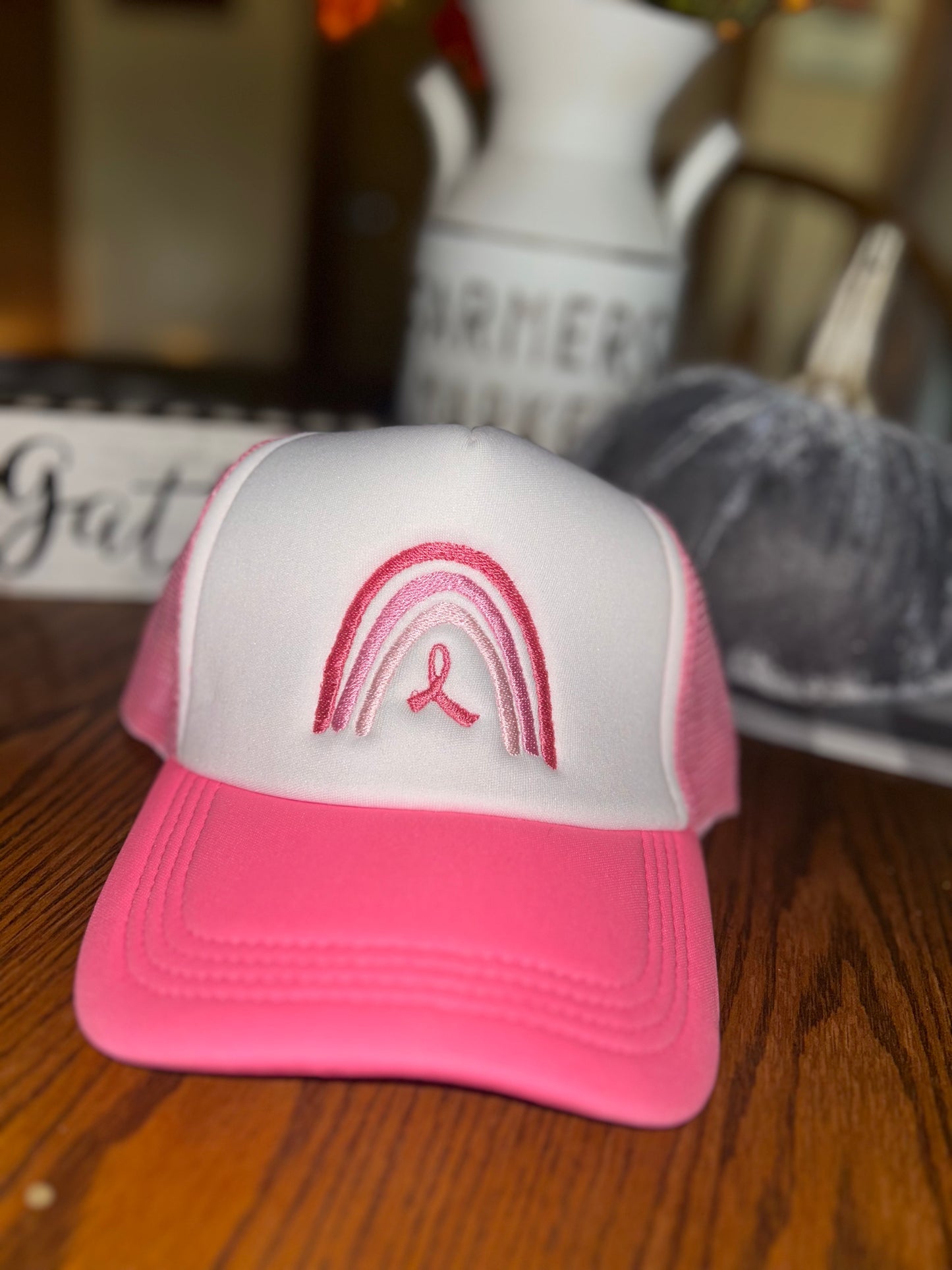 Embroidered Pink Out Trucker Hat